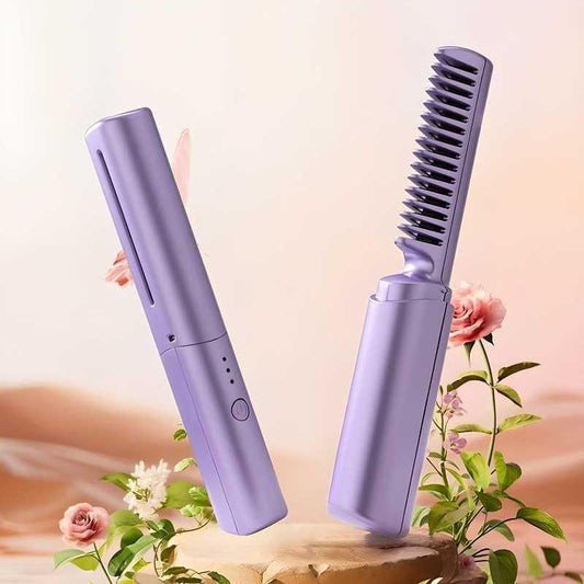 Meneflix Portable Mini Hair Straightener Cordless Rechargeable Mini Adjustable Hair Straightener Hot Comb ''50%off- Today only''